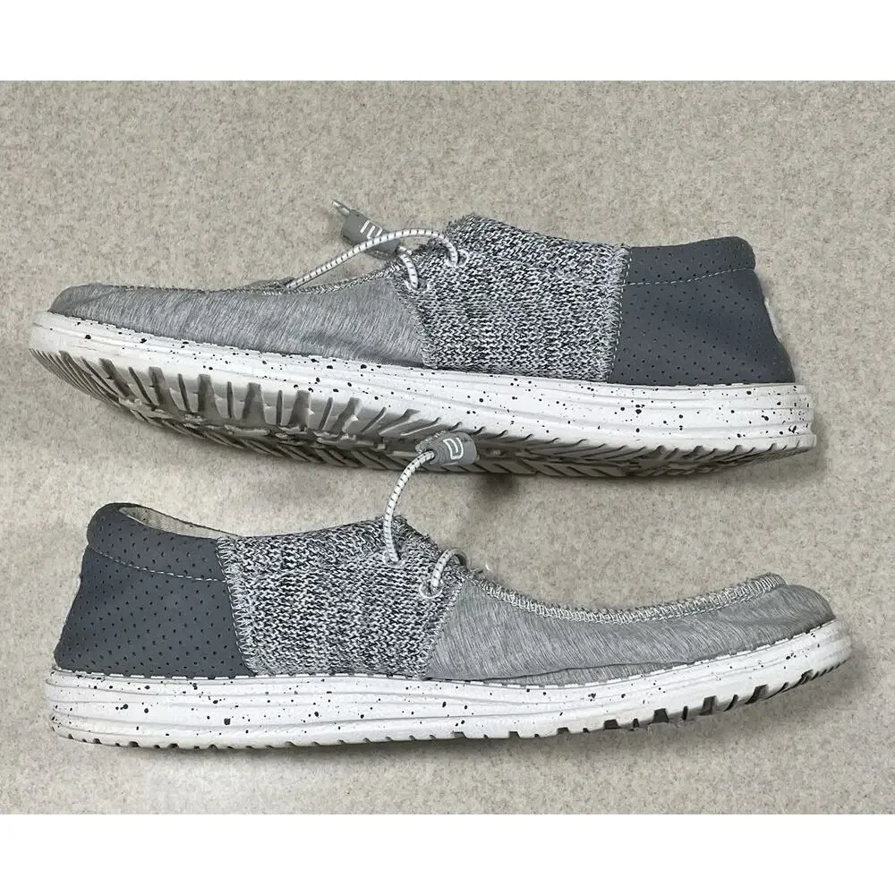 Hey Dude Men's Size 9 Wally -Tri Linen Grey Comfortable Casual Shoes